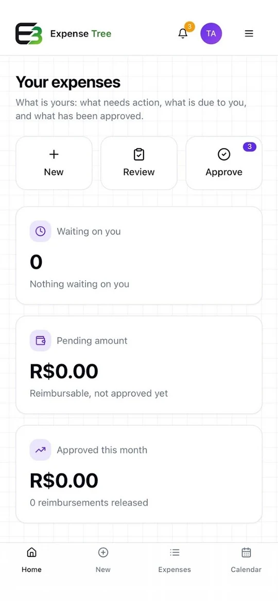Official screen of Expense Tree with overview of expenses